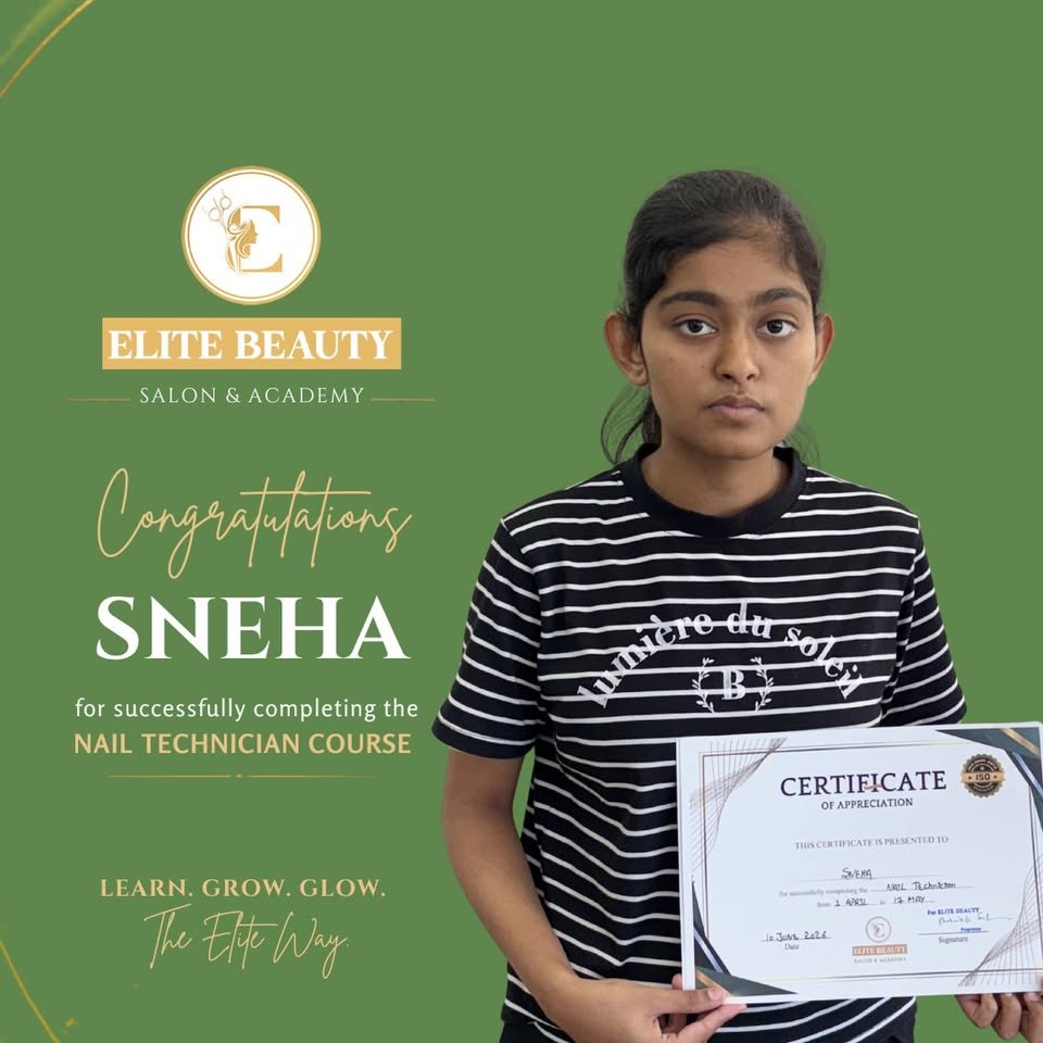 Academy student with nail technician certificate
