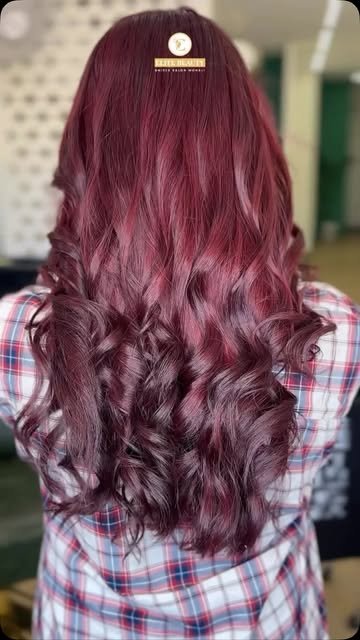 Burgundy hair colour and curls